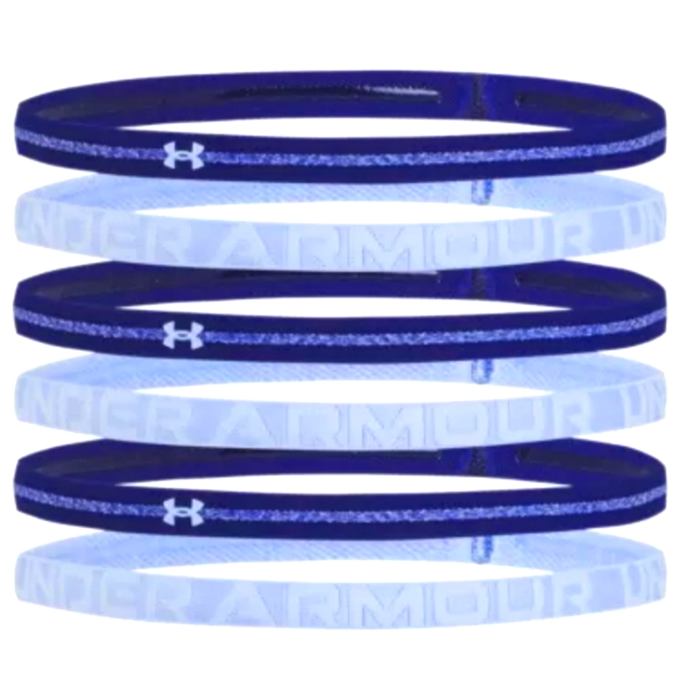 🆕 NEW Under Armour Slim Headbands, 6 Pack. Dark and Light Blue